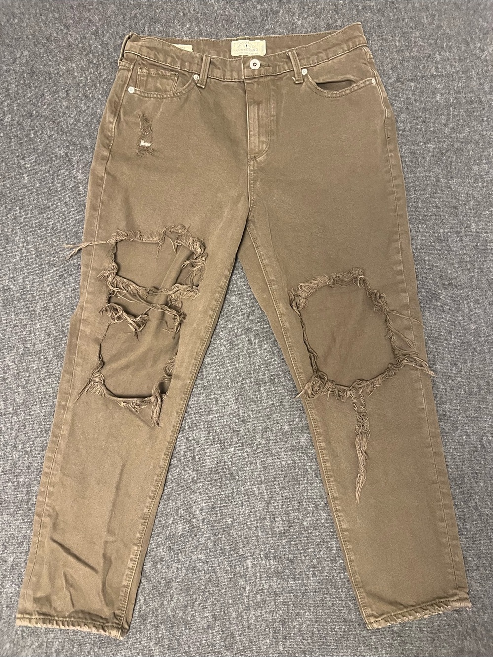 Lucky Brand Bridgette Skinny Distressed Dark Olive Green Jeans 10/30 Women’s